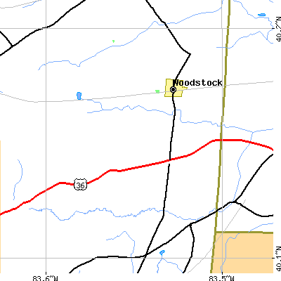 Zip code 43084 close-up map