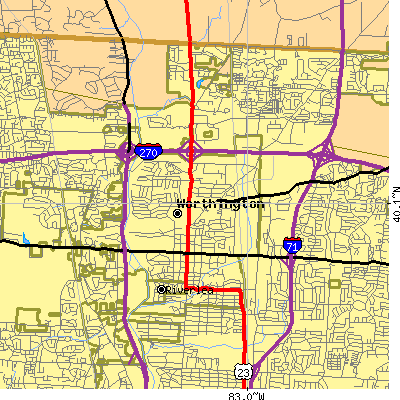 Zip code 43085 close-up map