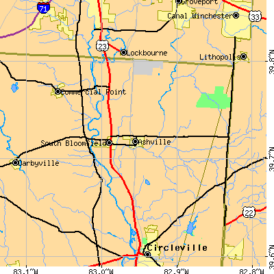 Zip code 43103 close-up map