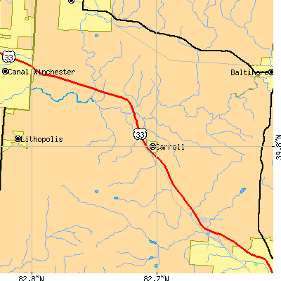 Zip code 43112 close-up map