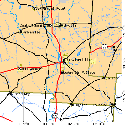 Zip code 43113 close-up map
