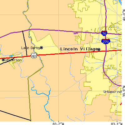Zip code 43119 close-up map