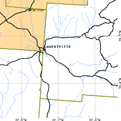 Zip code 43135 close-up map