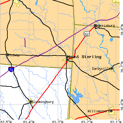Zip code 43143 close-up map