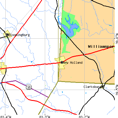 Zip code 43145 close-up map