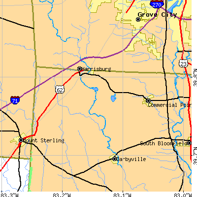 Zip code 43146 close-up map