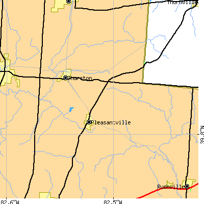 Zip code 43148 close-up map
