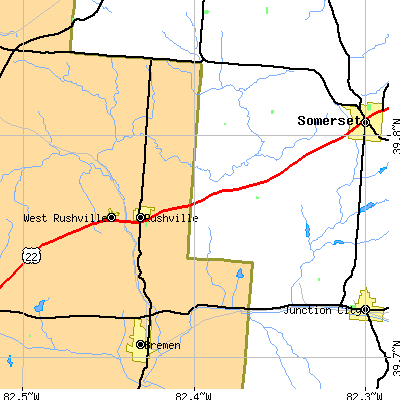 Zip code 43150 close-up map