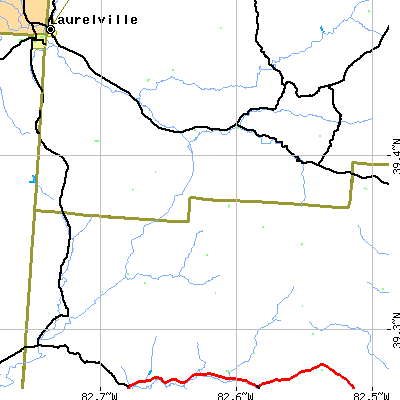 Zip code 43152 close-up map