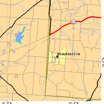 Zip code 43154 close-up map