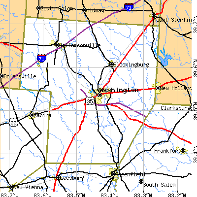 Zip code 43160 close-up map