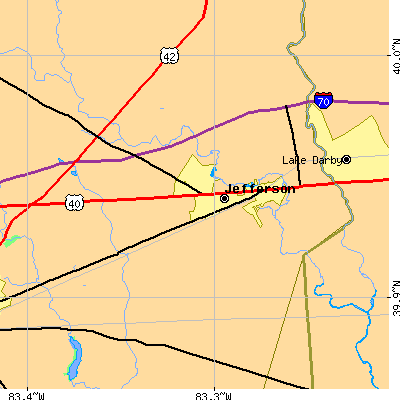 Zip code 43162 close-up map