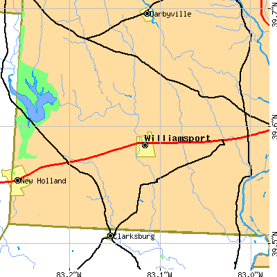 Zip code 43164 close-up map