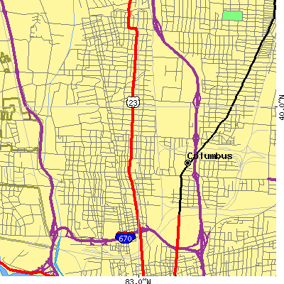 Zip code 43201 close-up map