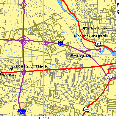 Zip code 43204 close-up map