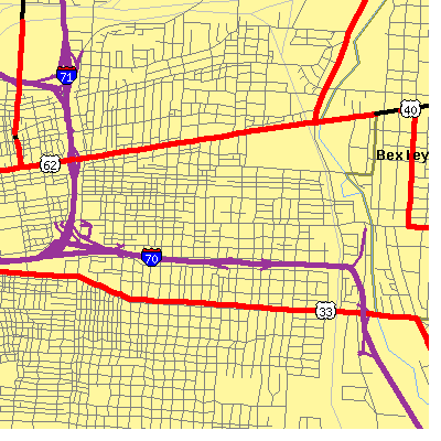 Zip code 43205 close-up map