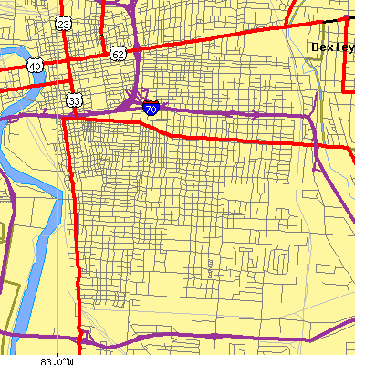 Zip code 43206 close-up map