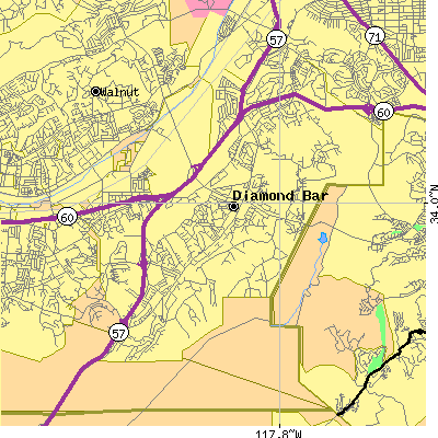 Zip code 91765 close-up map