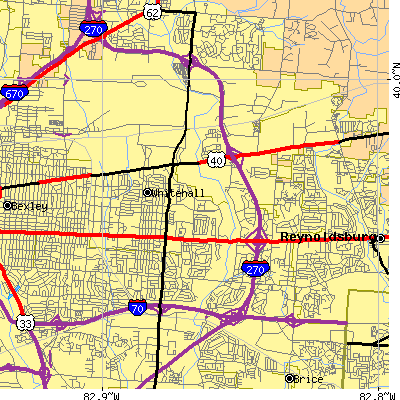 Zip code 43213 close-up map