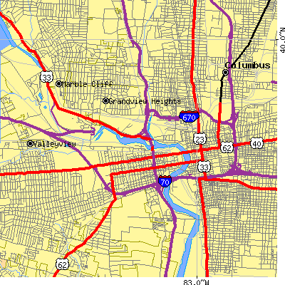 Zip code 43215 close-up map