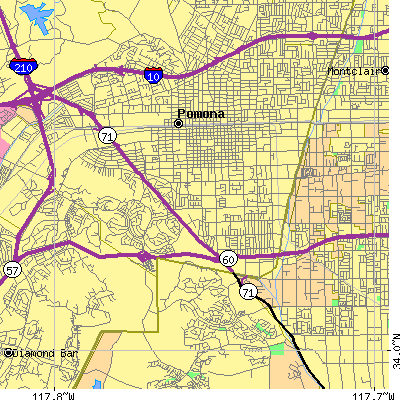 Zip code 91766 close-up map