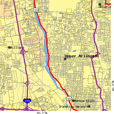 Zip code 43221 close-up map