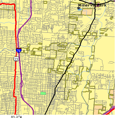 Zip code 43224 close-up map