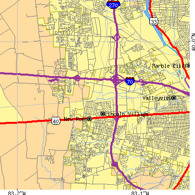 Zip code 43228 close-up map