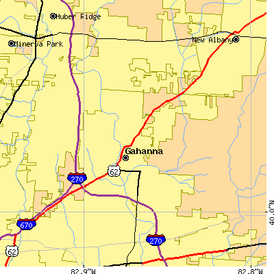 Zip code 43230 close-up map