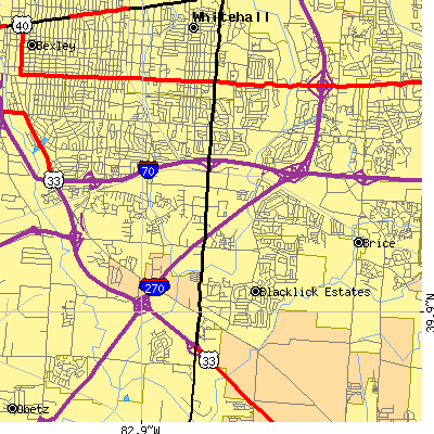 Zip code 43232 close-up map