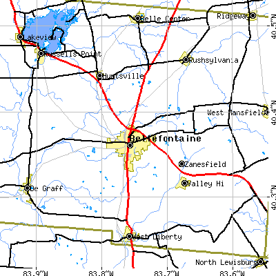 Zip code 43311 close-up map