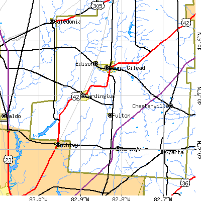 Zip code 43315 close-up map