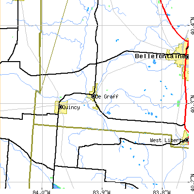 Zip code 43318 close-up map