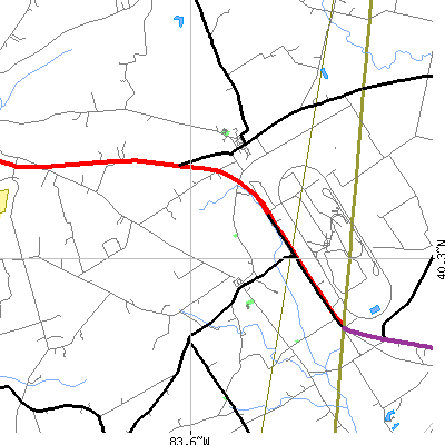 Zip code 43319 close-up map