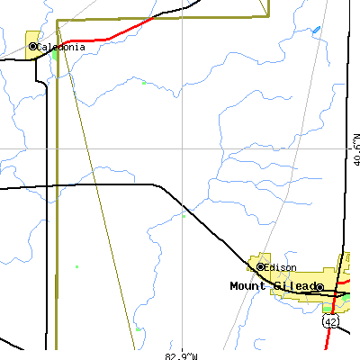 Zip code 43320 close-up map