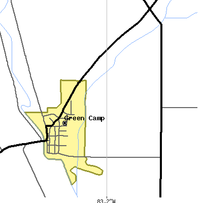 Zip code 43322 close-up map