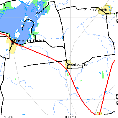 Zip code 43324 close-up map