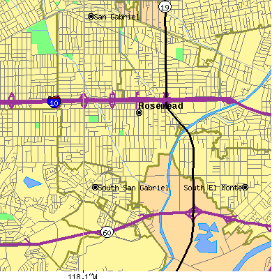 Zip code 91770 close-up map