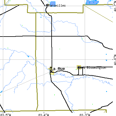 Zip code 43332 close-up map