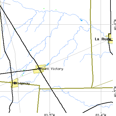 Zip code 43340 close-up map