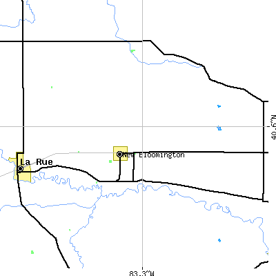 Zip code 43341 close-up map