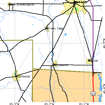 Zip code 43342 close-up map