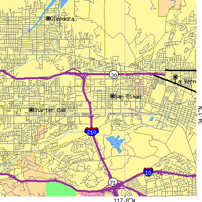 Zip code 91773 close-up map