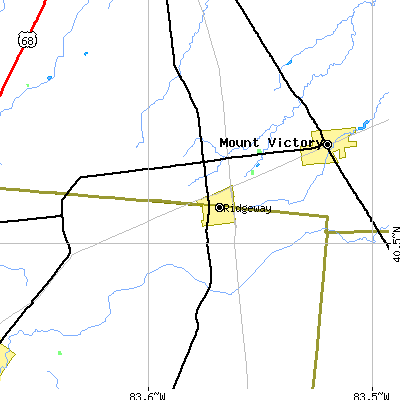 Zip code 43345 close-up map