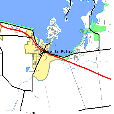 Zip code 43348 close-up map