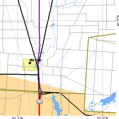 Zip code 43356 close-up map