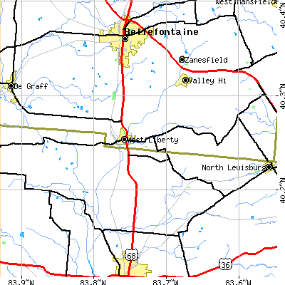 Zip code 43357 close-up map