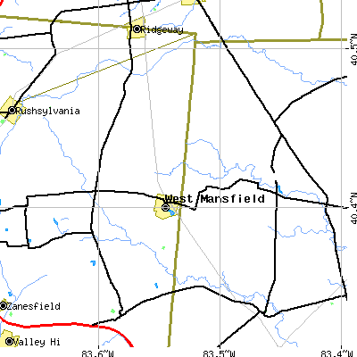 Zip code 43358 close-up map