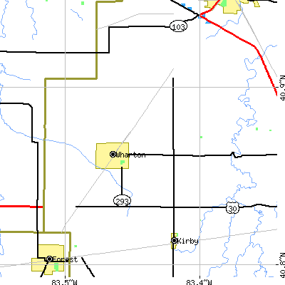 Zip code 43359 close-up map