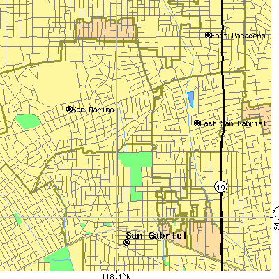 Zip code 91775 close-up map